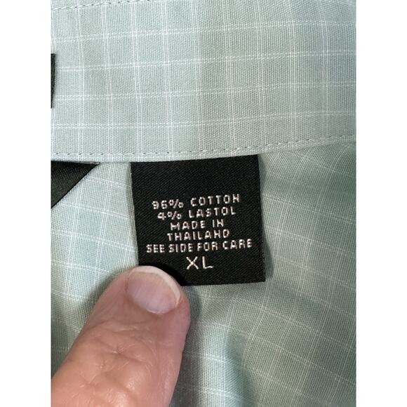 Eddie Bauer wrinkle resistant 3/4 sleeve button up green & White Women’s XL - Picture 11 of 16
